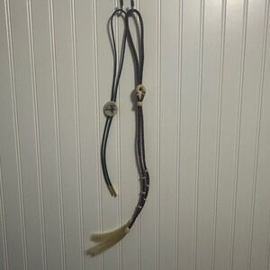 Unbranded Bolo Tie Horsehair Vintage Stampede String Brown Black Excellent Eagle